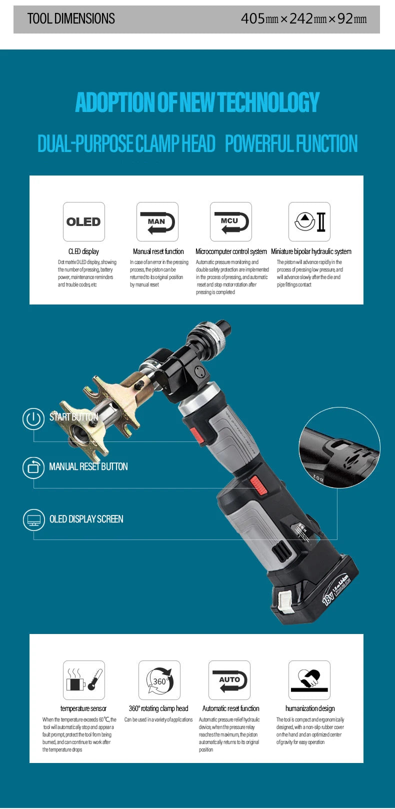 ZUPPER PZ-1240PE Battery Powered Axial Pipe Pressing and Expanding Tools Hydraulic Crimping Tools